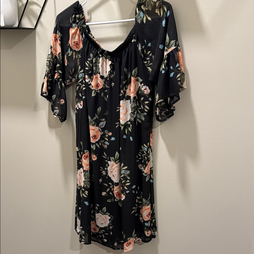 Floral Black Women's Dress